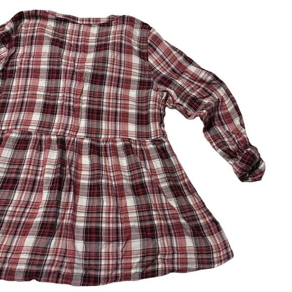 Maurices Women’s Button front Plaid Shirt Sz M Colorless Tunic Blouse - Picture 8 of 9
